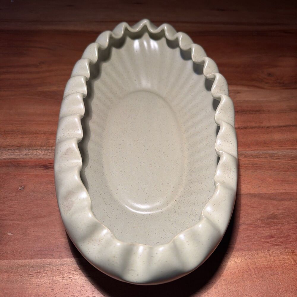 Maurice Of California Sage Green Pottery Low Flower Planter